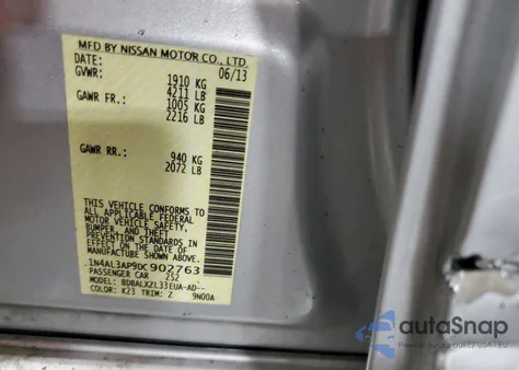 2013 Nissan Altima 2.5 from USA, damaged, VIN 1N4AL3AP9DC902763